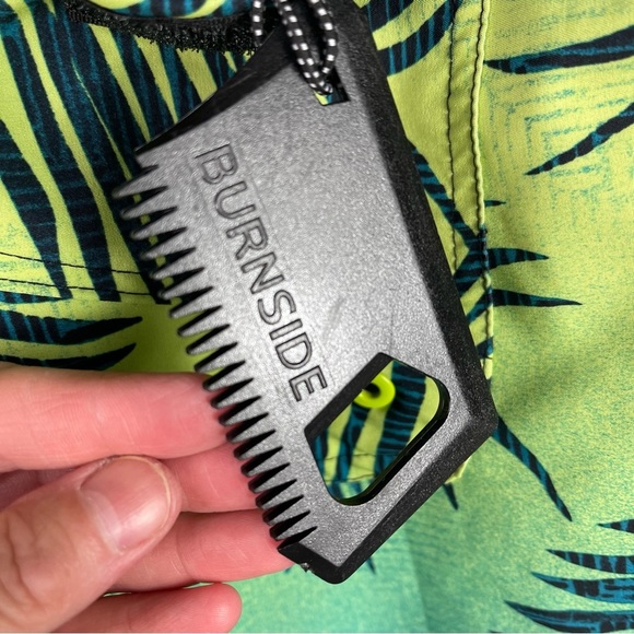 Burnside Men's Board Shorts Surf Swim Cyan Blue Casual Tropical Print Size 33 - Picture 7 of 13